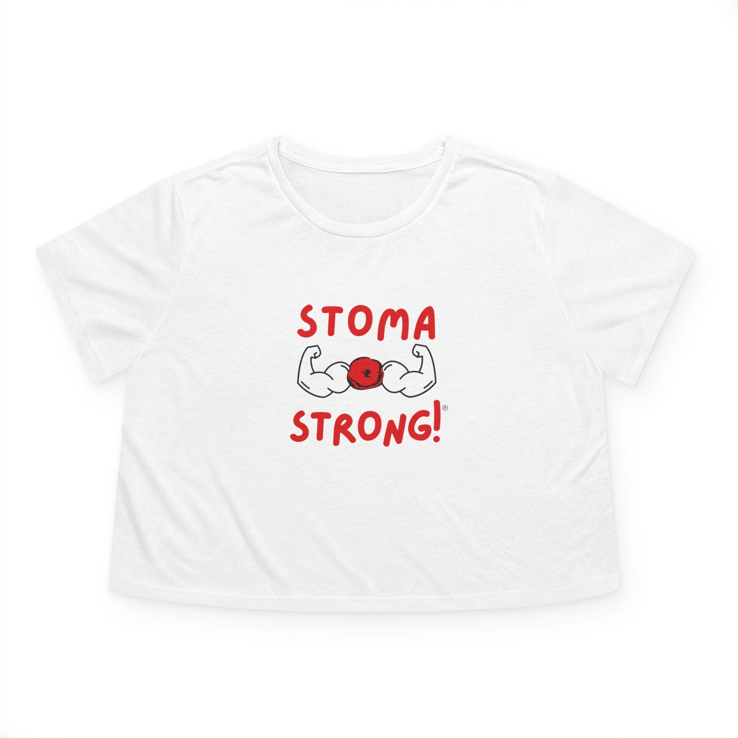 Empowering Women's Flowy Cropped Tee - Stoma Strong! | Fitness Shirt, Motivational Top, Gift for Her, Workout Tee, Casual Wear