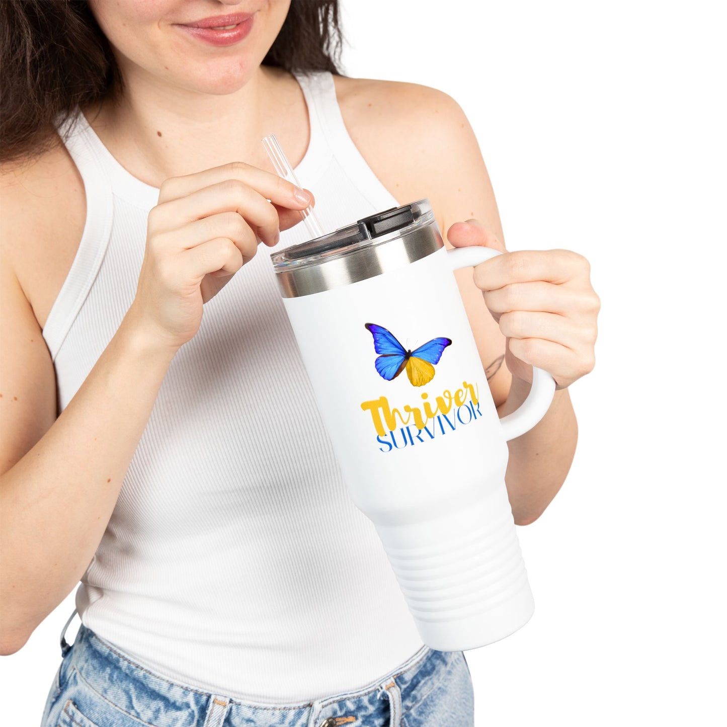 Thriver Survivor Insulated Travel Mug, 40oz - Perfect Gift for Cancer Warriors and Anyone Who's Survived Adversity